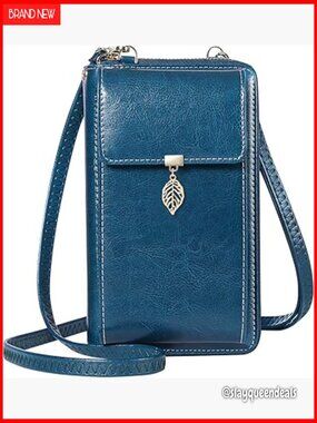 Genuine Leather Crossbody Phone Bag with RFID Blocking & Adjustable Strap